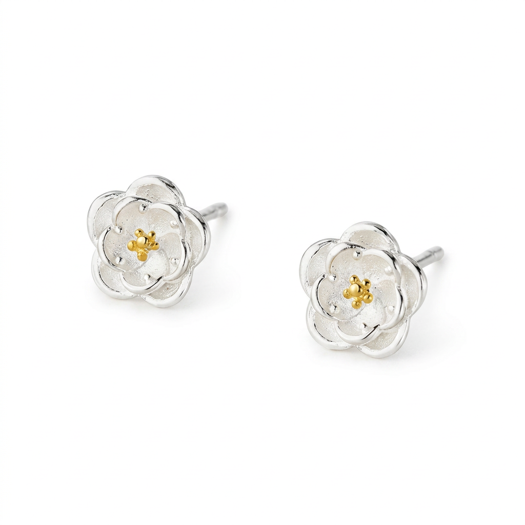 Aretes Flor de Camelia