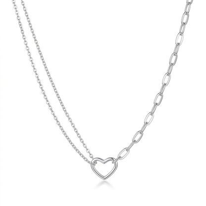 Collar Cadena de Bolitas con Corazón