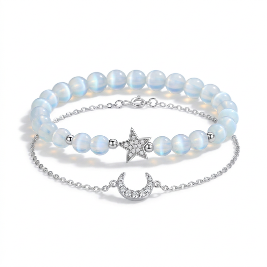 Pulsera Luna y Estrella con Ópalo