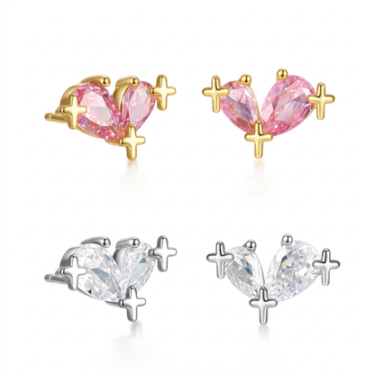 Aretes Estrella y Corazón con Zirconias
