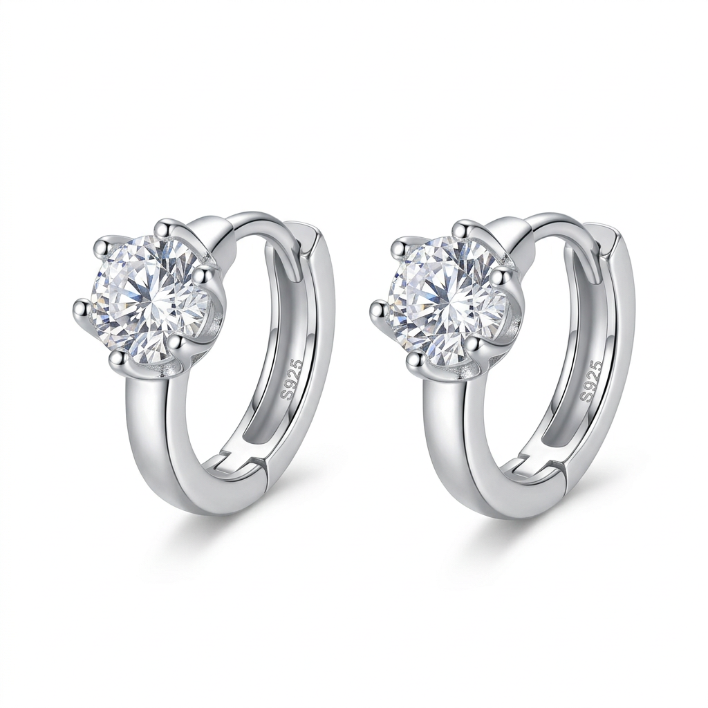 Arracadas Redondas con Zirconia Blanca o Verde