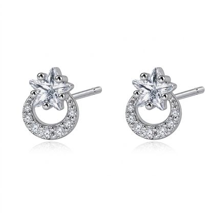 Aretes Luna y Estrella con Zirconias