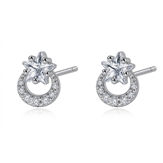 Aretes Luna y Estrella con Zirconias
