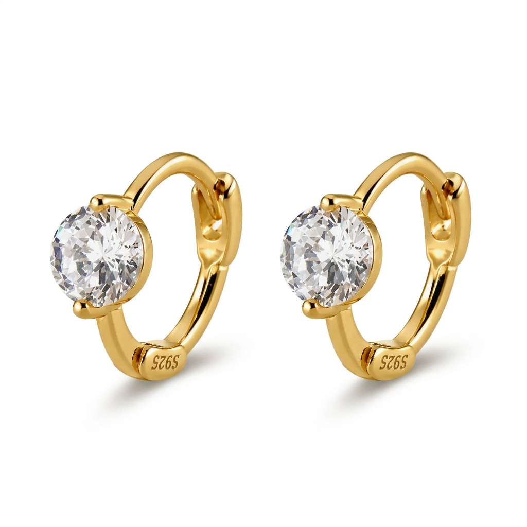 Aretes Redondos Sencillos con Zirconia