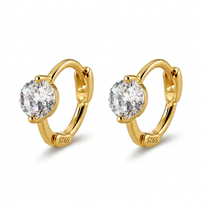 Aretes Redondos Sencillos con Zirconia