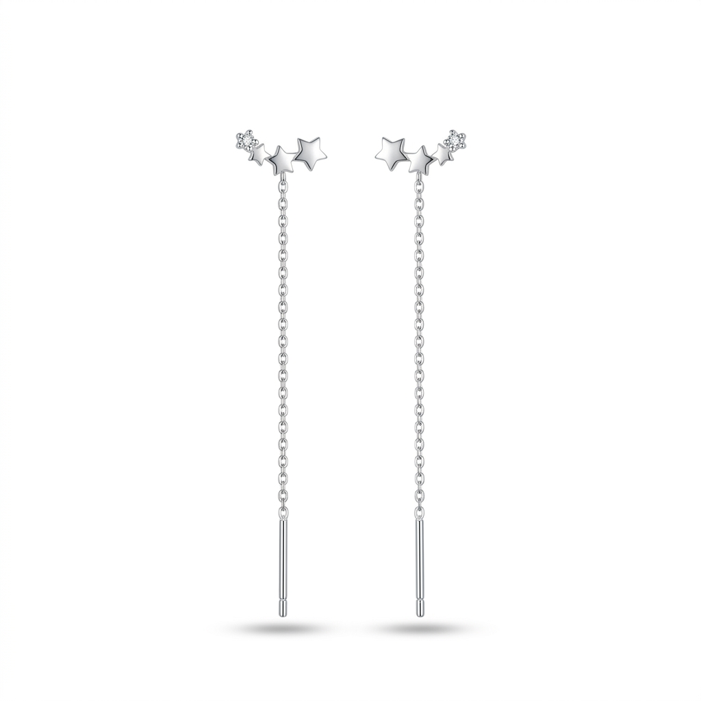 Aretes Largos de Cadena con Estrella