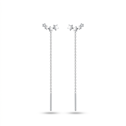 Aretes Largos de Cadena con Estrella