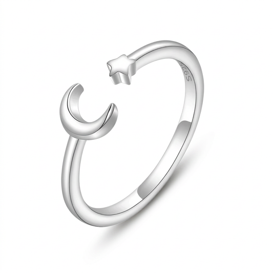 Anillo Luna y Estrella Ajustable