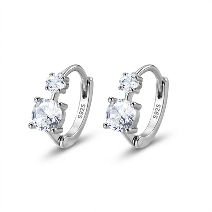 Aretes Doble Zirconia Redonda