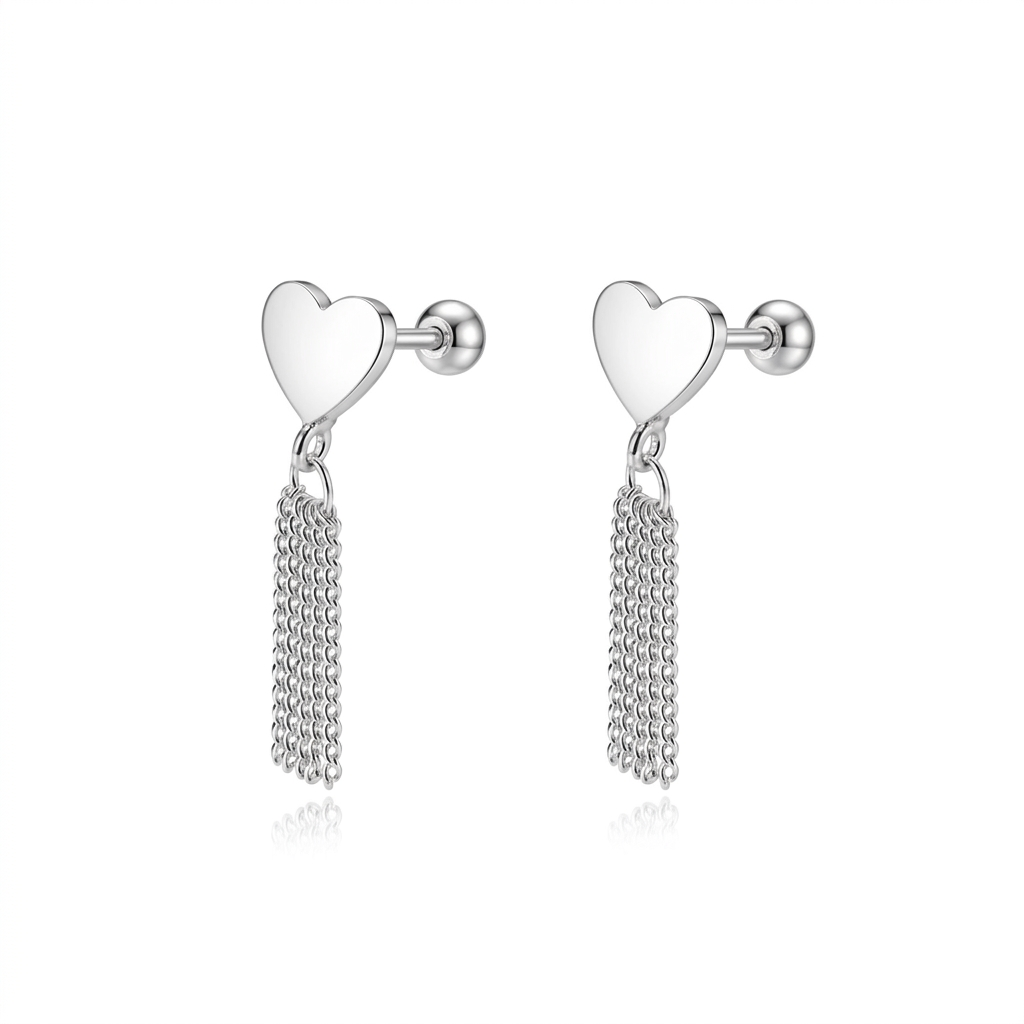 Aretes Corazón con Flecos