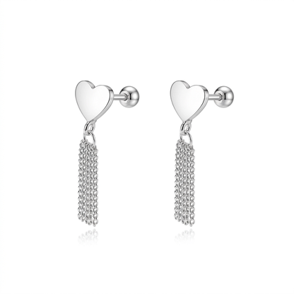 Aretes Corazón con Flecos