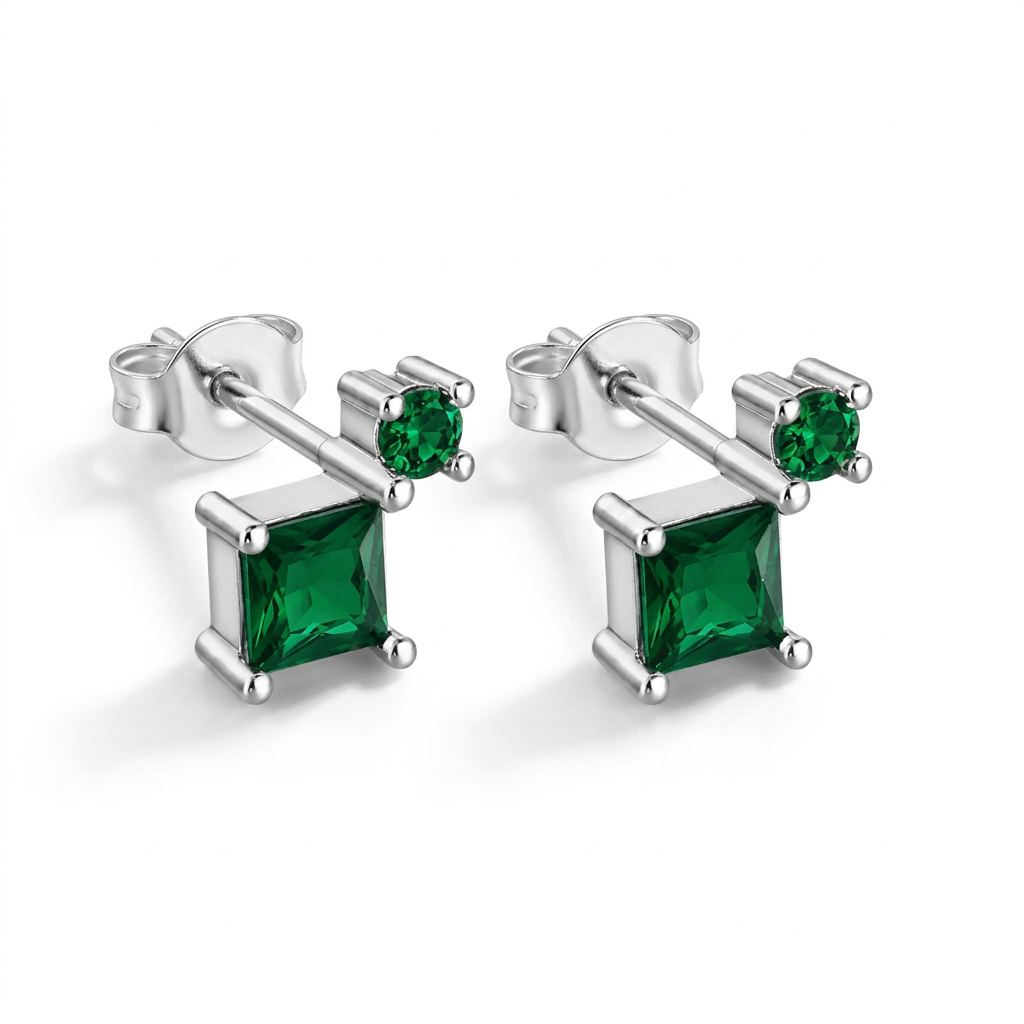 Aretes con Zirconias de Colores Apiladas