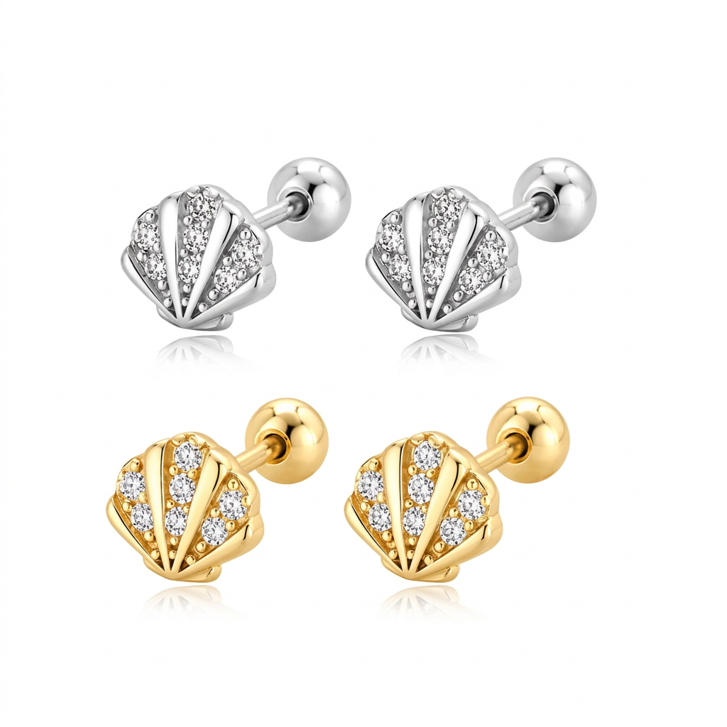 Aretes Concha Marina con Zirconias