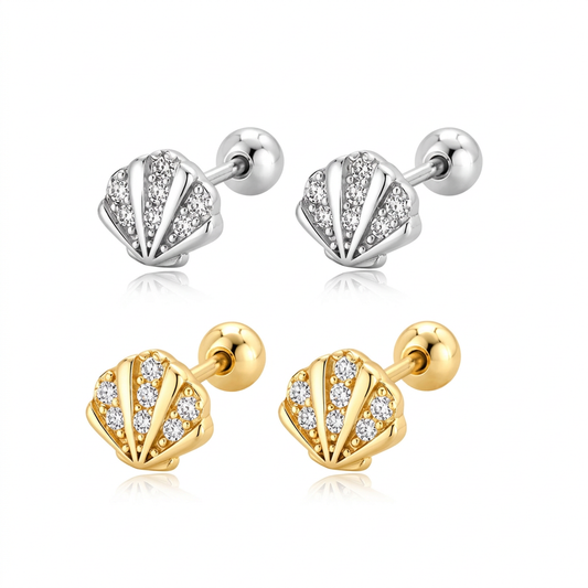 Aretes Concha Marina con Zirconias