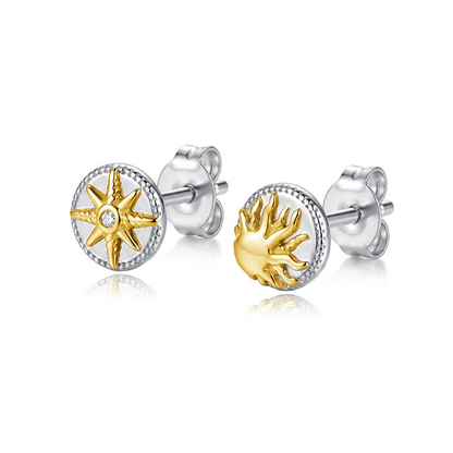 Aretes Sol y Estrella con Zirconias