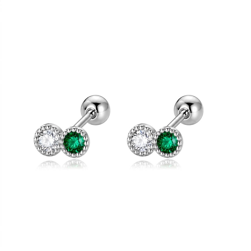Aretes Zirconias Bicolor