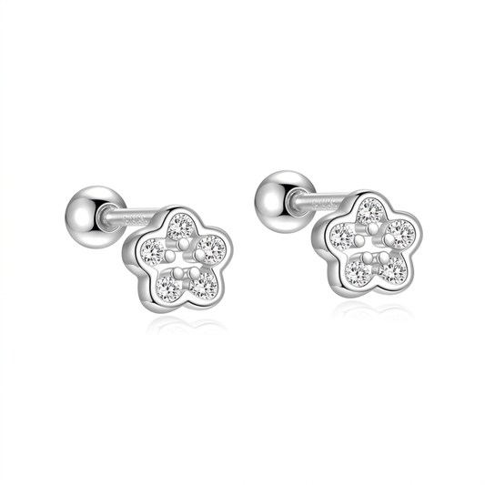 Aretes Flor con Zirconias en Dos Modelos