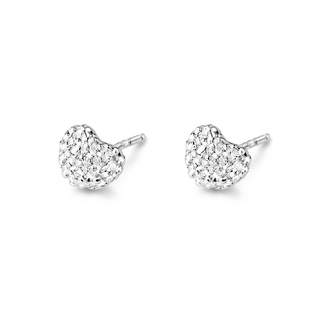 Aretes Corazón de Zirconia Plateados