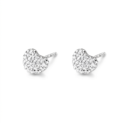 Aretes Corazón de Zirconia Plateados