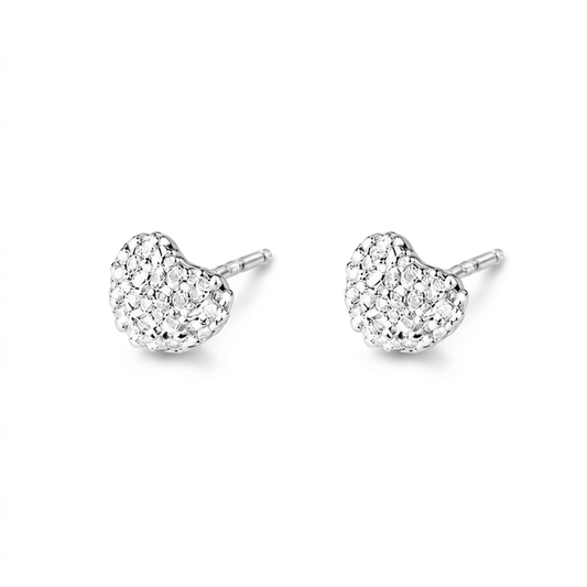 Aretes Corazón de Zirconia Plateados