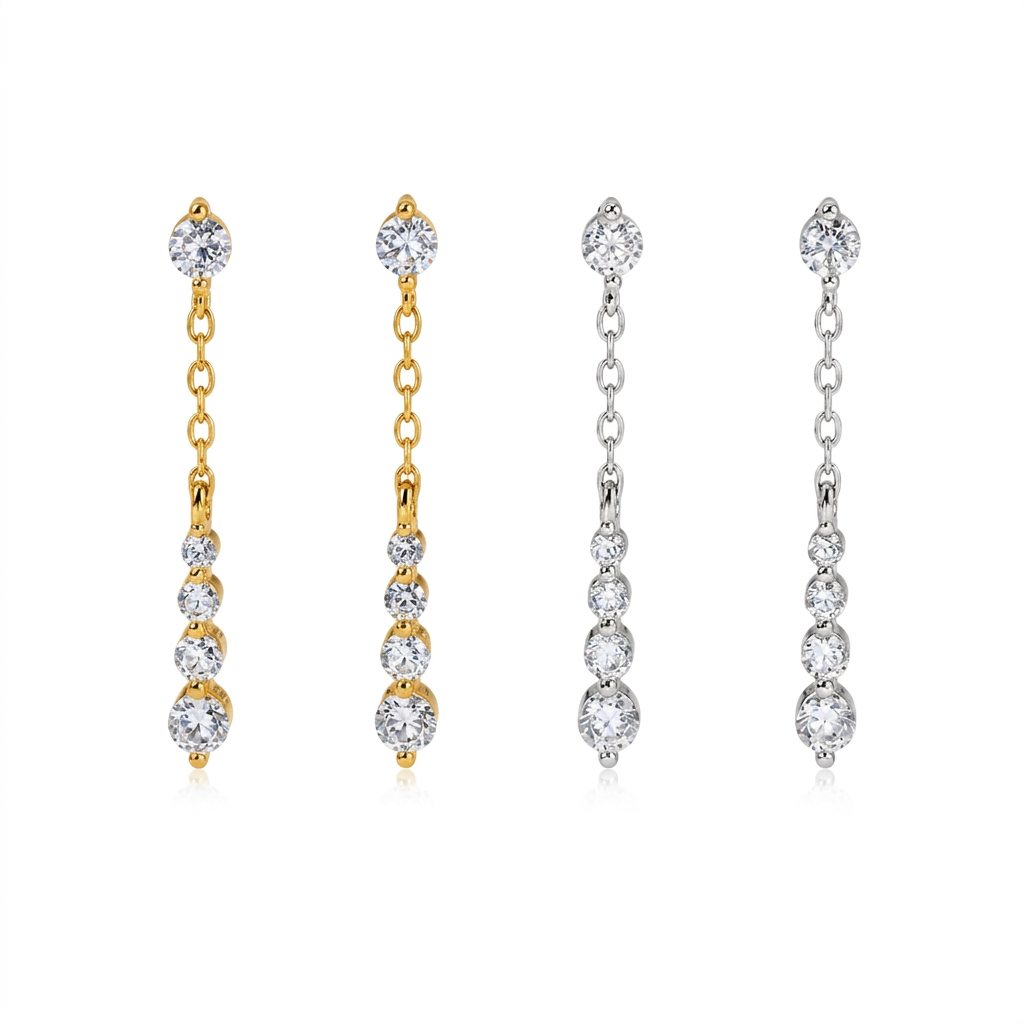 Aretes con Flecos y Zirconias