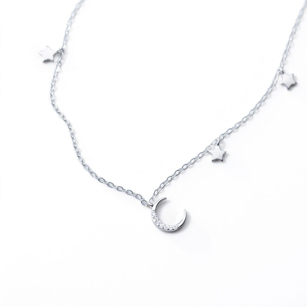Collar Corto Luna y Estrella
