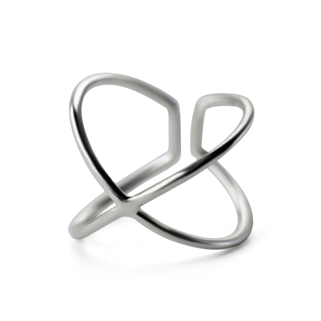 Anillo Doble Línea Cruzada