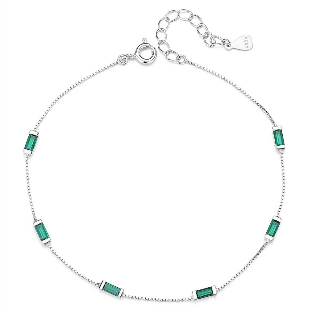 Pulsera con Zirconia Cuadrada Verde