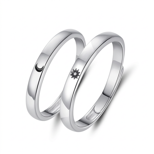 Anillo de Pareja Sol y Luna Ajustable