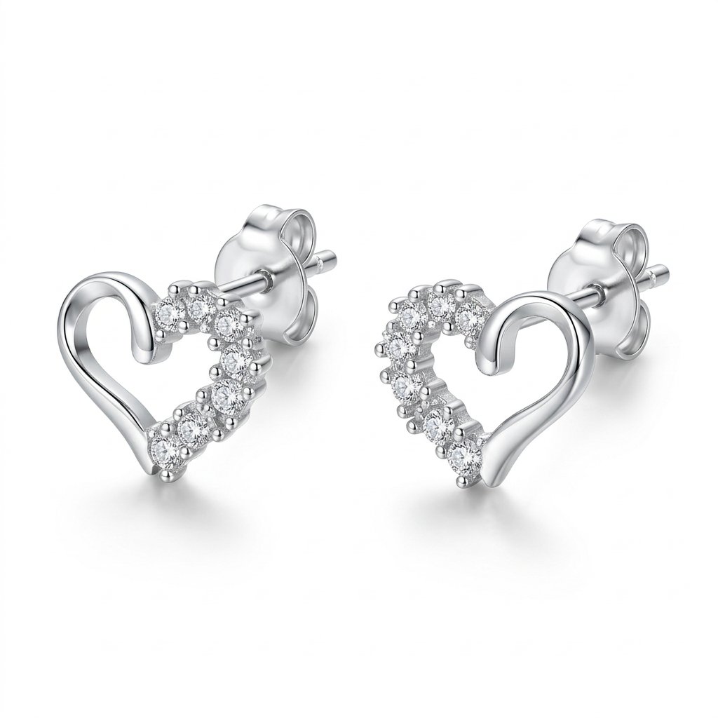 Aretes Corazón Calado con Zirconias