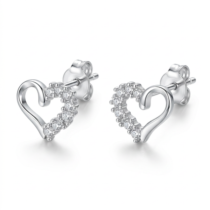 Aretes Corazón Calado con Zirconias