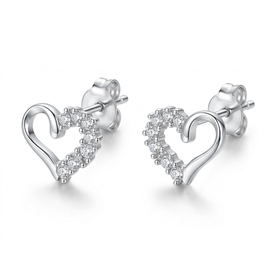Aretes Corazón Calado con Zirconias