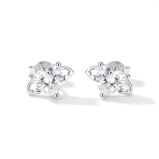 Aretes Corazón con Alas y Zirconias