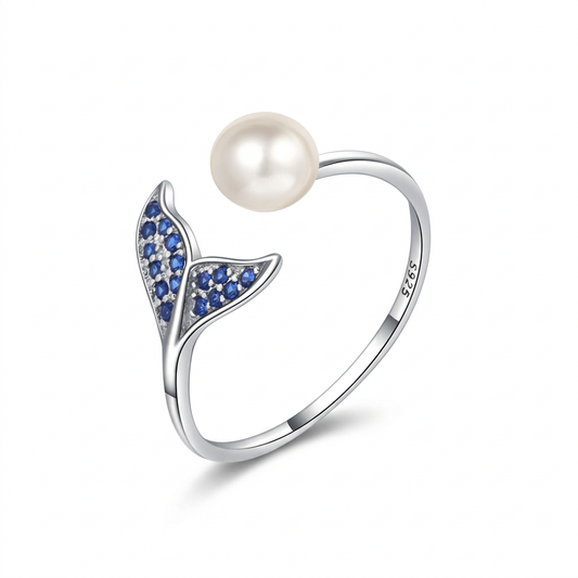 Anillo Cola de Sirena con Perla de Agua Dulce