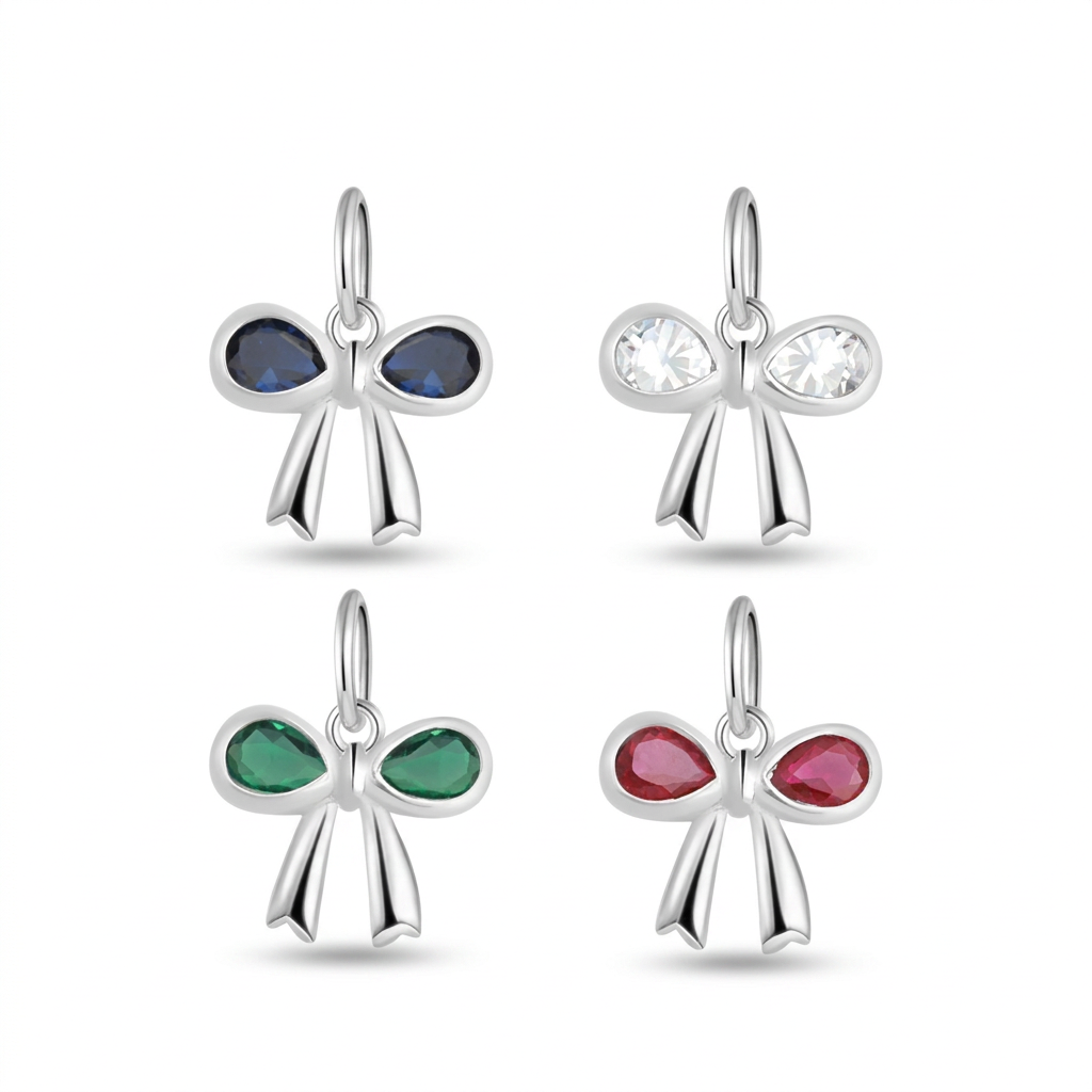 Dije Moño con Zirconias de Color