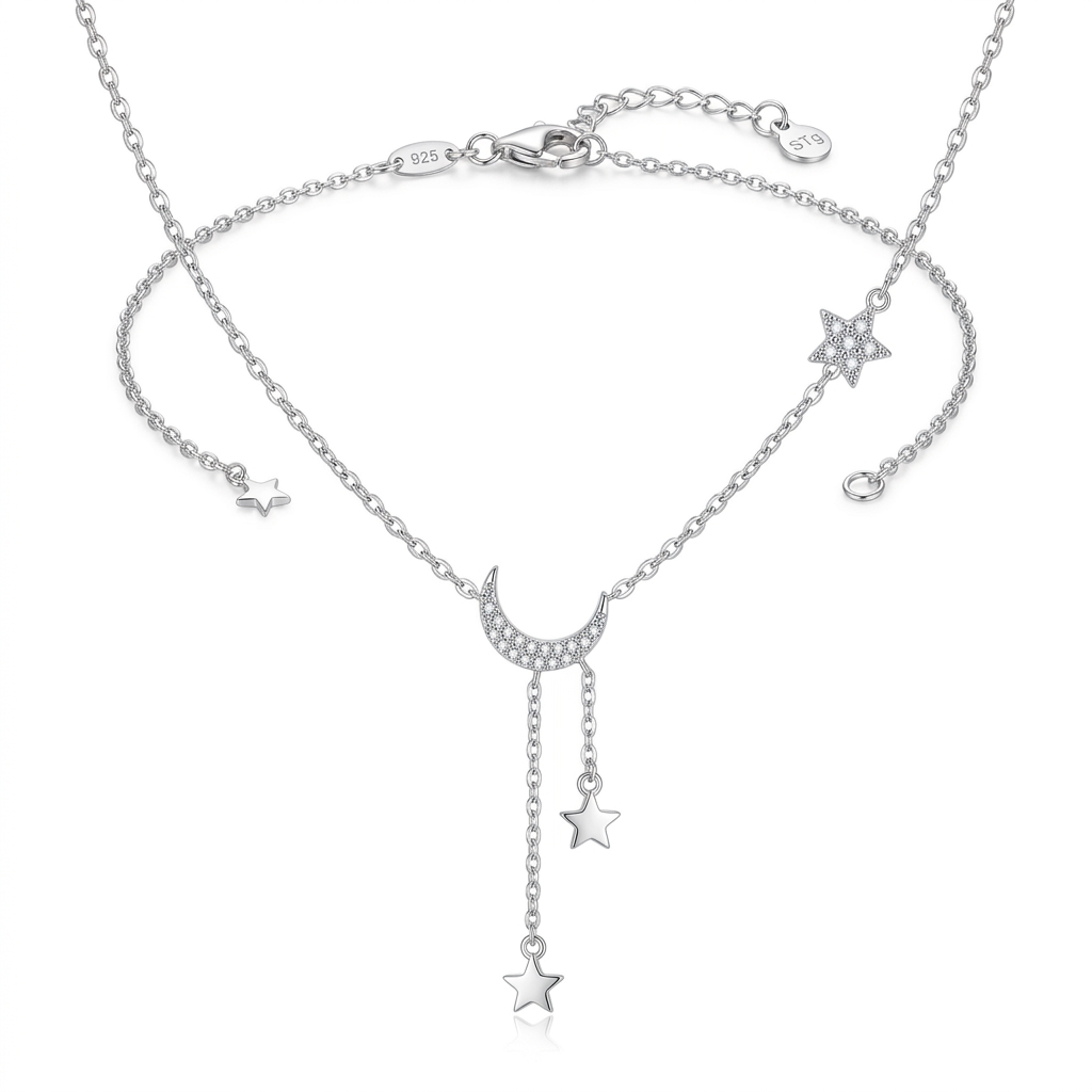 Collar Luna y Estrella con Flecos