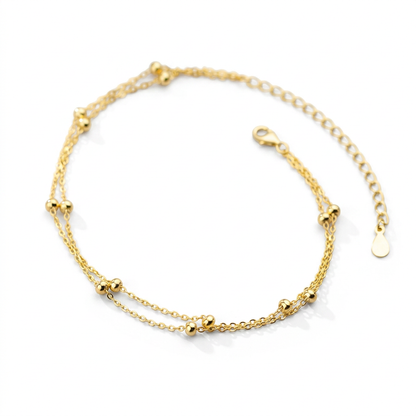 Tobillera Doble Cadena con Esferas