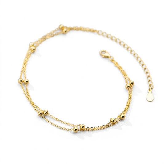 Tobillera Doble Cadena con Esferas