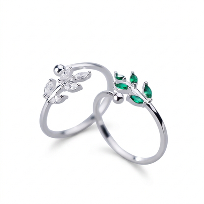 Anillo Coctel Hojas en Blanco o Verde