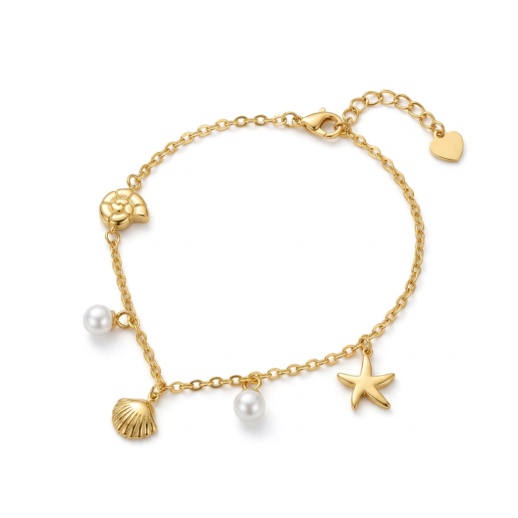 Pulsera de Esferas con Estrella y Concha