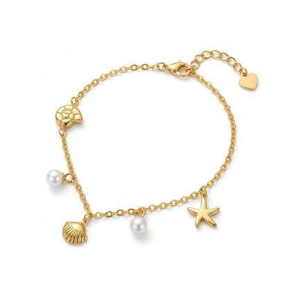 Pulsera de Esferas con Estrella y Concha