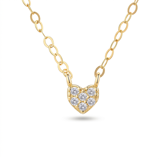 Collar Corto Corazón de Zirconia Dorado