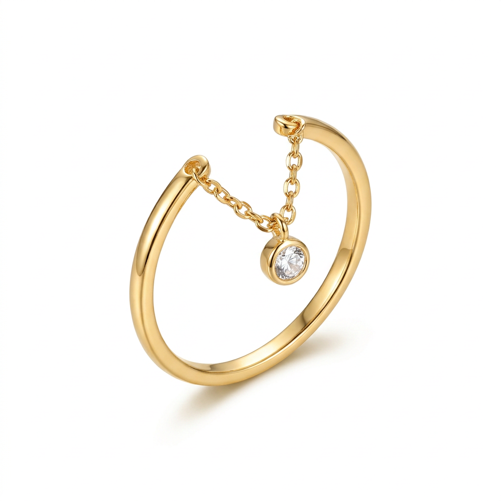 Anillo Abierto de Cadena con Zirconias