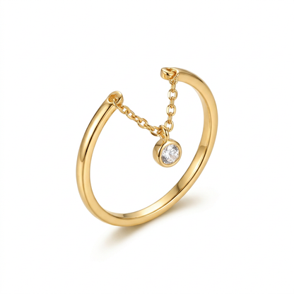 Anillo Abierto de Cadena con Zirconias