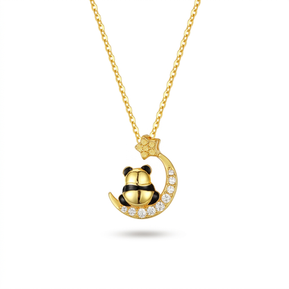 Collar Panda con Luna y Estrella