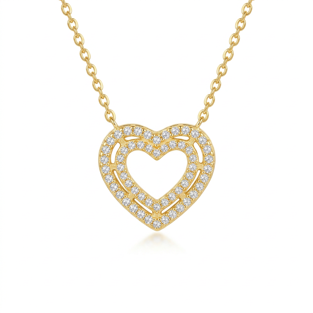 Collar Corazón Calado con Zirconias