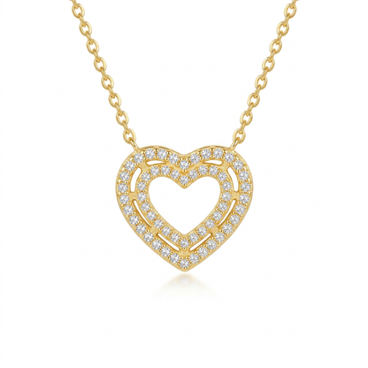 Collar Corazón Calado con Zirconias