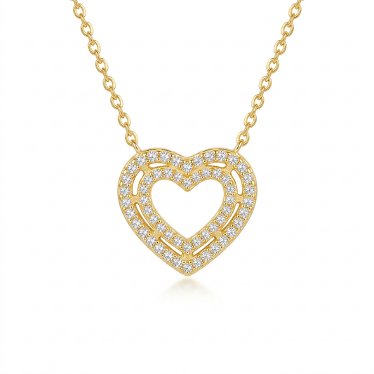 Collar Corazón Calado con Zirconias