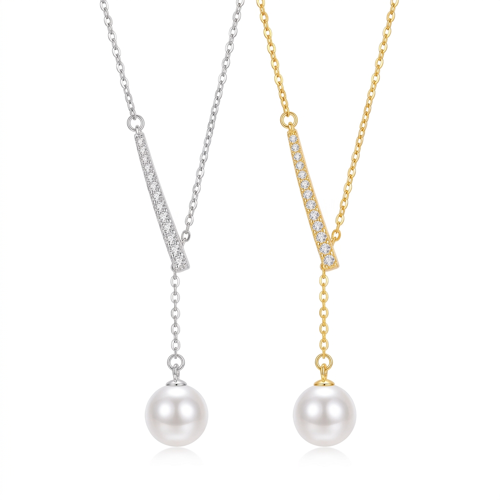 Collar en Y con Perla Ajustable