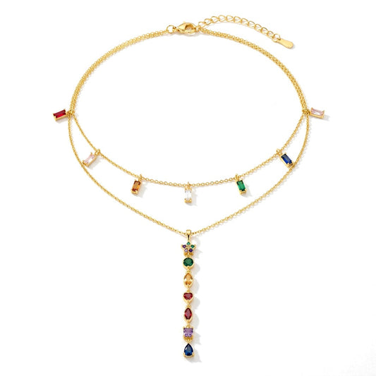 Collar Borla con Zirconias de Colores